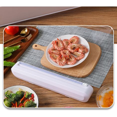 Distributeur de film alimentaire, coupe-film alimentaire, distributeur de film plastique rechargeable avec coupe-film coulissant, distributeur de film alimentaire, coupe-film plastique (1/5)