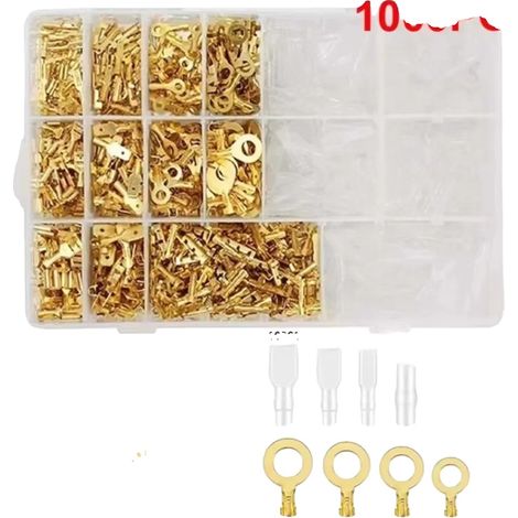 Connettori per cavi, terminali a crimpare isolati, kit assortito da 1000 pezzi, 1000PCS Oro (1/2)