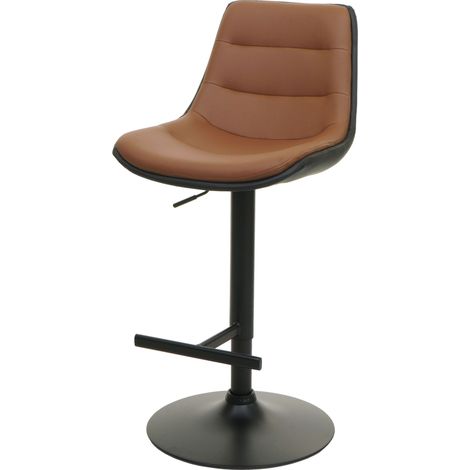 Lot de 2 tabourets de bar HWC-L85, chaise de bar tabouret de comptoir tabouret pivotant, hauteur réglable avec dossier simili (1/5)