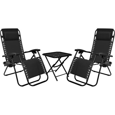 Set Di 2 Sedie A Sdraio Da Giardino Con Tavolino 0 Gravity Pieghevoli Schienale Regolabile Da Esterno Con Portabicchieri Poggiatesta Regolabile Poltrona Sedia Relax Terrazzo Giardino Zero Gravità Set (1/5)