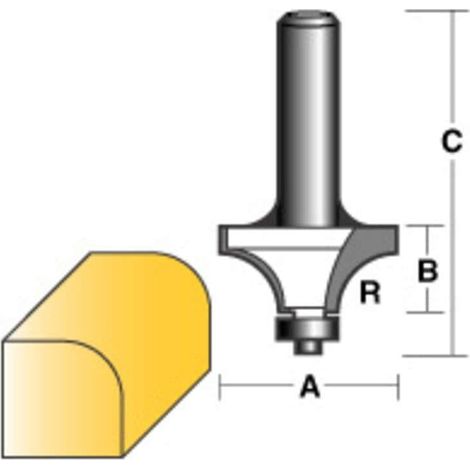 Carbitool Round Over Router Bit 1/4" W/Bearing 1/4" Shank
