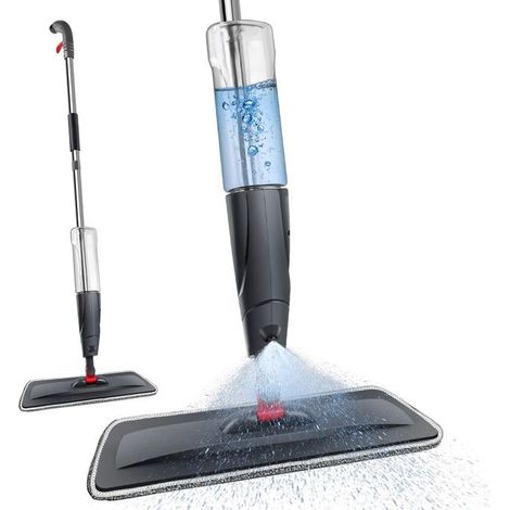 Balai Serpillère Vaporisateur 700ml Gris - Rotation 360° - Nettoyage Sol Bois Carrelage Vitre