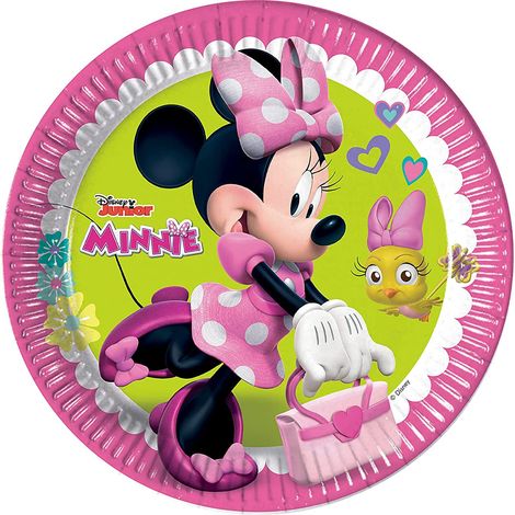 Minnie Piatti 23 cm Set 8 Pz Festa Compleanno Bambina Disney Junior Tema