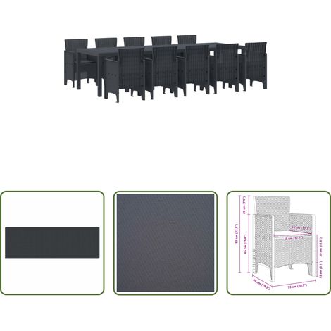 Terrassenstuhl - Garten Essgruppe 11 pcs Anthrazit Kunststoff-Rattan (1/5)