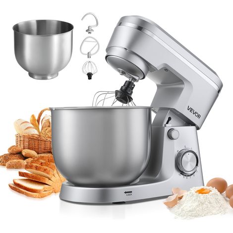 Robot Pâtissier 4,2 L et 5,7 L, Batteur sur Socle 1500 W, Mixeur à Pâte 10 Vitesses, Tête Inclinable, Bol en Inox, avec Crochet Pétrisseur, Fouet et Batteur, pour Mélange Fouettage Pétrissage (1/5)