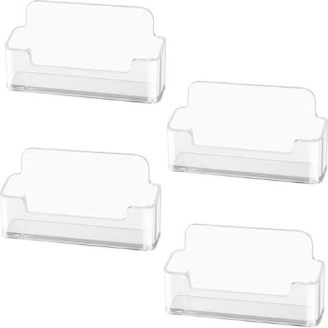 Business card holders, 4-piece set of transparent acrylic business card holders, business card stands for hotels, counters and offices (1/5)