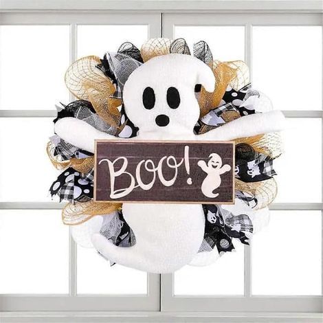 Halloween-Kränze für die Haustür, „Boo“-Geisterschild, Halloween-Dekorationen zum Aufhängen an der Tür, Boo Hal (wie abgebildet) (1/5)