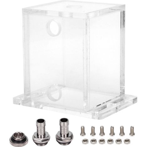 Réservoir d'eau GQSX-T3 entièrement transparent en acrylique, refroidi par eau, à trois trous et support d'extension (1/5)