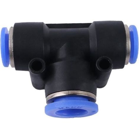Raccord Pneumatique En T - 6 mm - Pour Tube Air Eau - Push In - Laiton Et PVC - 10 Pièces (1/4)