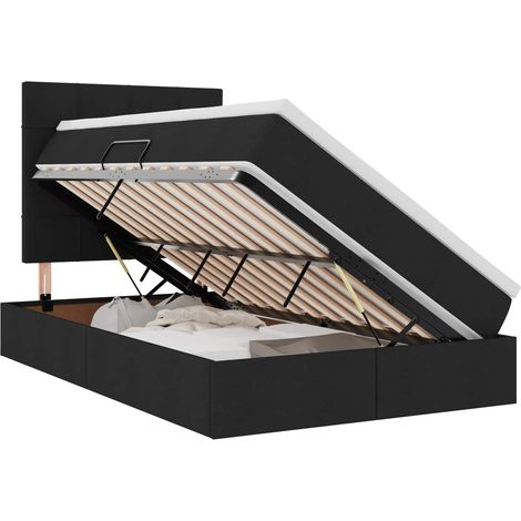 Letto con contenitore e materasso Nero 120 x 200 cm Poliestere vidaXL