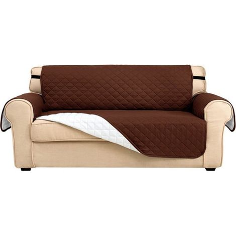 Housses de Canapé 2 Places Impermeable avec Accoudoirs,Réversible Protégé Canapes,Universelle,Antidérapante,Marron