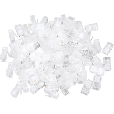 Packung mit 100 ungeschirmten RJ45 TF2005A 8P8C CAT6-Steckern, kristallklaren Ethernet-Steckern für PCs, Laptops und Router (1/5)
