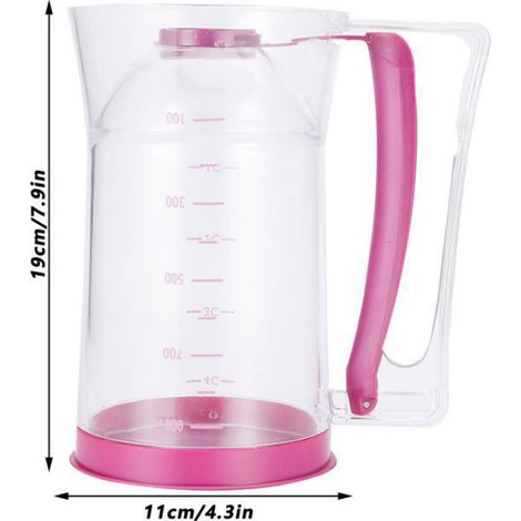 Distributeur de Pâte - 900 ml - Plastique Transparent et Rose - Pour Crêpes Cupcakes Gâteaux - 1 Pièce (1/5)