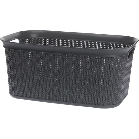 Cesto portabiancheria rettangolare Willow 27 l grigio scuro grafite con motivo a maglia traforata