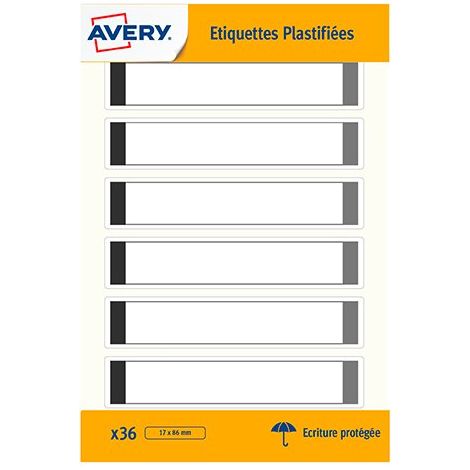 Etiquettes plastifiées autocollantes Avery 17 x 86 mm - paquet de 36 (1/3)