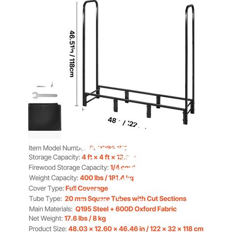 Range à bois, Protection durable contre les intempéries, Construction robuste, 4ft 400 lbs TypeB (1/2)