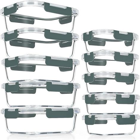 Glass Meal Prep Food Storage Containers with Lids for Microwave, Oven, Freezer and Dishwasher (1/5)