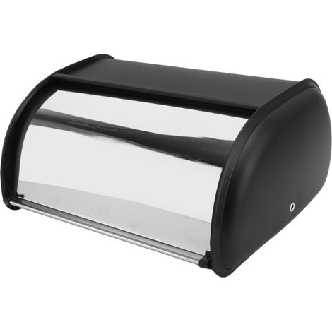 Boîte à pain en fer, récipient de rangement durable, boîte à pain polie miroir, étui de rangement pour la maison, le magasin ou le bureau, noire (1/5)