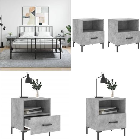 Nachttische 2 Stk. Betongrau 40x35x47,5 cm Holzwerkstoff - Beton Tisch - Nachttisch Grau - Wohnzimmer Möbel - Holzwerkstoff Möbel - Kommode - Home & Living
