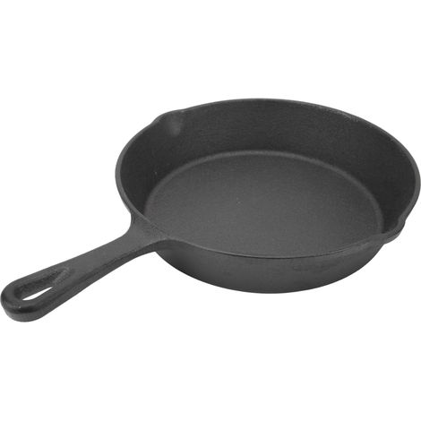 Poêle classique en fonte, mini-poêle à frire DIY pour le camping et les activités de plein air, idéale pour griller steaks, crêpes et pizzas (16 cm). (1/5)