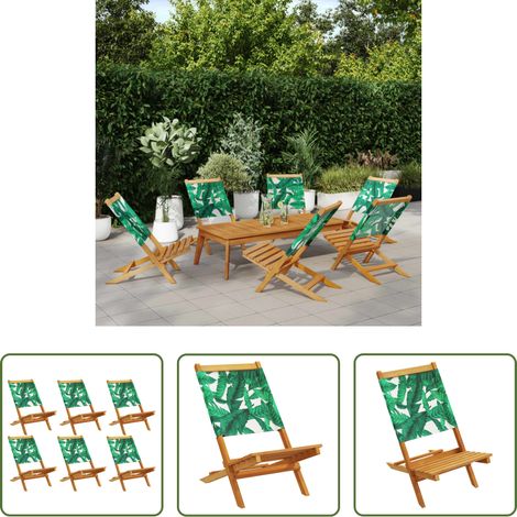 Klappbarer Stuhl -  Gartenstühle 6 Stk. Klappbar Grün Stoff und Massivholz (1/5)