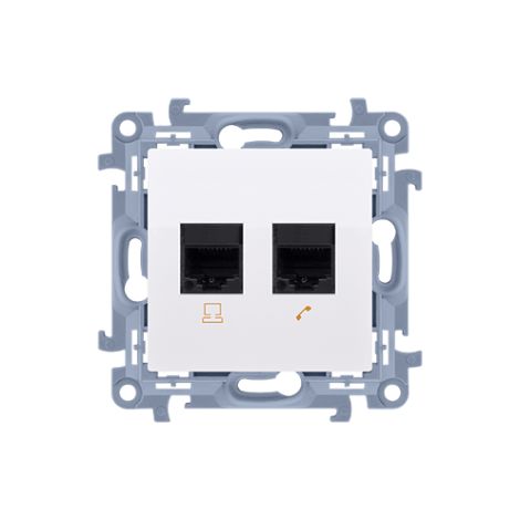 Simon 10 RJ45-Buchse Cat 6 + RJ12-Telefonbuchse weiß C6T.01/11