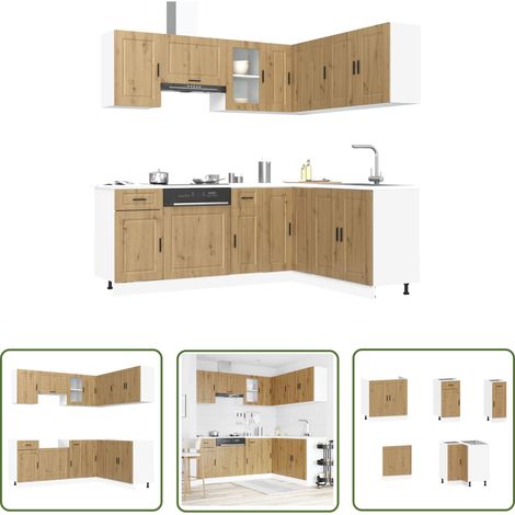vidaXL Ensemble d'armoires de cuisine 11 pcs Porto bois d'ingénierie (1/5)