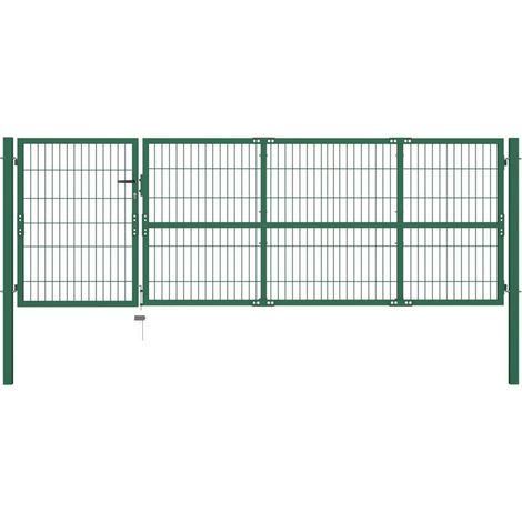FIMEI Portail de clôture de jardin avec poteaux 350x100 cm Acier Vert (1/5)