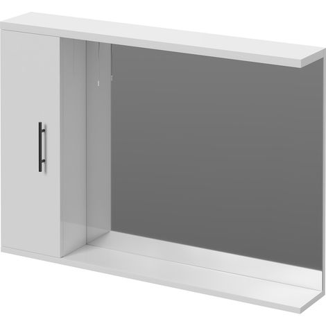Alexander James 1050mm x 750mm Downlit Vanity Mirror with Storage - 1050mm - Gunmetal Grey 96mm Bar Handle