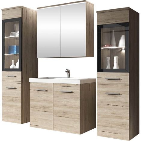 Conjunto de mueble de baño Scientia III, Roble sanremo