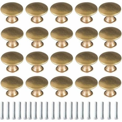 Bouton de Porte Laiton 20 Pièces Vintage Laiton Poignées Boutons de Meuble Boutons Porte de Tiroir Poignée de Meuble Bouton de Meuble Vintage pour Tiroir Armoire Meuble Cuisine de Placard (1/4)