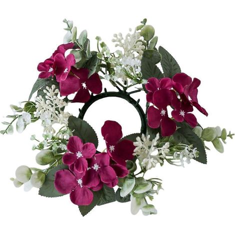 Couronne de bougies de mariage, plantes artificielles rouge vin-- (1/5)