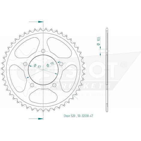 Couronne Esjot - Pas en 520 - 47 dents