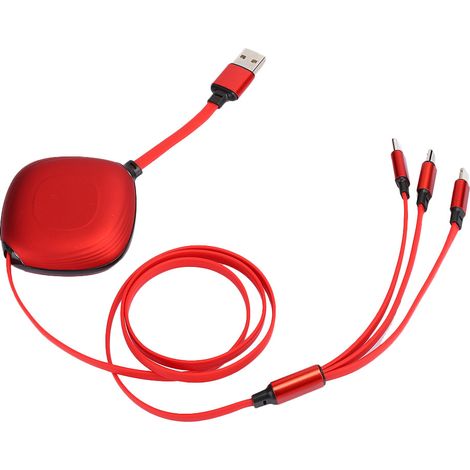 Leichtes 3-in-1-TPE-Kabel, flexibel und ausziehbar, für schnelles Laden von Mobiltelefonen, hohe Qualität (1/5)