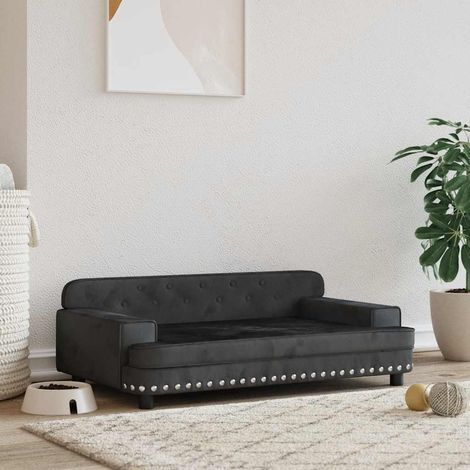 vidaXL Lit pour chien noir 90x53x30 cm velours (1/5)