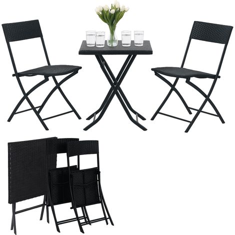 Extralink Conjunto de muebles de jardín moderno negro