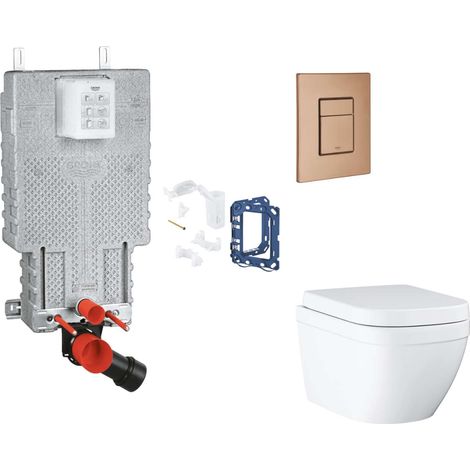 Grohe Uniset - Set bâti-support, cuvette, abattant SoftClose et plaque de déclenchement Skate Cosmopolitan et kit pour insertion de tablette, Triple Vortex, Warm Sunset Brossé SANI15BB4126 (1/2)