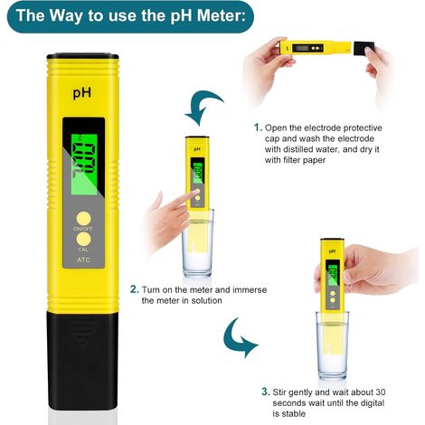 Produktbild von Digitales PH-Meter – Tragbar, Mit ATC, 0,00–14,00 PH, ±0,1 Genauigkeit, Für Wasser, Pool, Aquarium & Hydrokultur