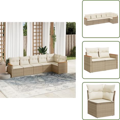 Rattan sintetico - vidaXL Set Divano da Giardino 6 pz con Cuscini Beige in Polyrattan - Poltrone da giardino