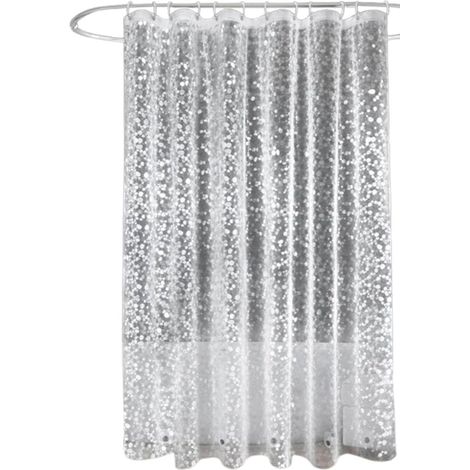 Filiyano-Rideau de douche transparent épais, imperméable, en PEVA, texture pierre, blanc, 180 x 180 cm (1/5)