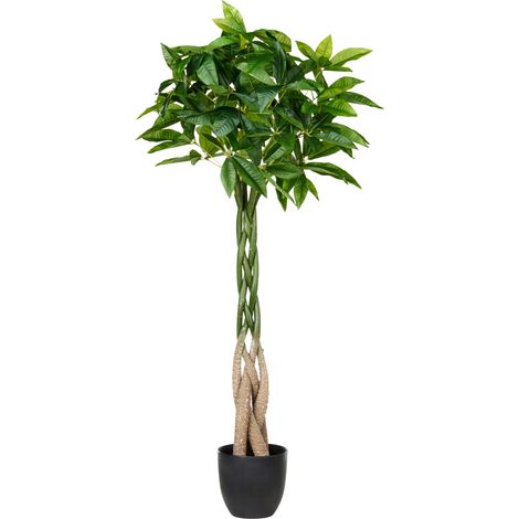 Planta artificial en maceta para interior decoración de plástico 120 cm con maceta negra raíz trenzada Pachire Tree