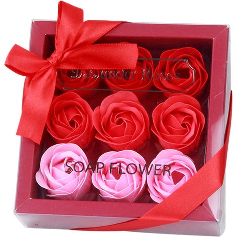 Savon Rose - 9 Pièces - Forme Réaliste - Boîte Cadeau Parfum Rose - Sans Allergène - Réutilisable - Pour La Saint-Valentin (1/5)