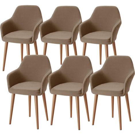 Stuhlhussen 6er Set mit Armlehnen, hochelastisch, waschbar, für Esszimmerstühle (1/5)