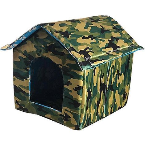 Bac à litière pour chats errants, niche étanche pour chats, abri extérieur chaud pour chats errants, maisonnette pour animaux de compagnie, pliable et lavable (vert camouflage M : 38 (1/5)