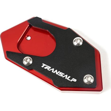 (Rouge) Compatible avec les modèles TRANSALP 600, 650 et 700 XLV 600, 650 et 700 TRANSAL. Béquille latérale en aluminium CNC, extension et support maxpower. (1/5)