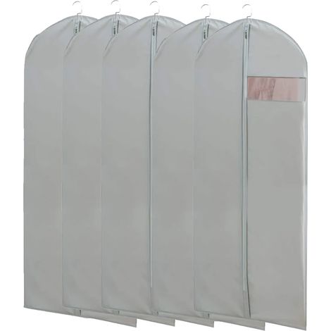 Lot de 5 housses de penderie avec fenêtre transparente, idéales pour les voyages.Protection contre la poussière,l'eau et les mites (1/5)
