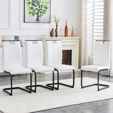 Ensemble de 4 chaises blanches en polyuréthane de forme arquée – Apporte une touche tendance aux intérieurs minimalistes et contemporains. (1/5)