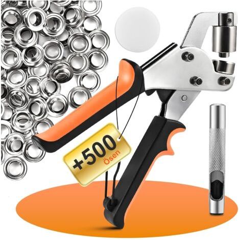 Pince à Œillets avec 500 Œillets de 10mm en Acier Inoxydable - Kit Complet pour Installation d'Œillets pour Bâches, Toiles et Cuir (1/5)