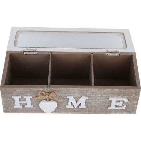 Boîte à thé à compartiments pour rangement de bijoux, organiseur de bureau 3 tiroirs (1/4)