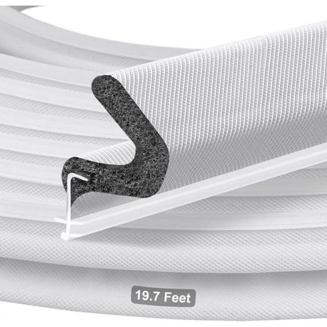 Kerf door seal, 6 meters, for large spaces, easy to cut and install, white (1/5)